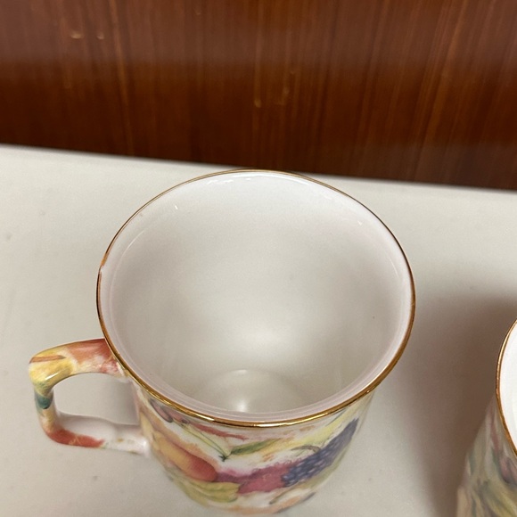 Vintage fruits Pattern with Gold Rim plate and mug Set - Picture 11 of 12